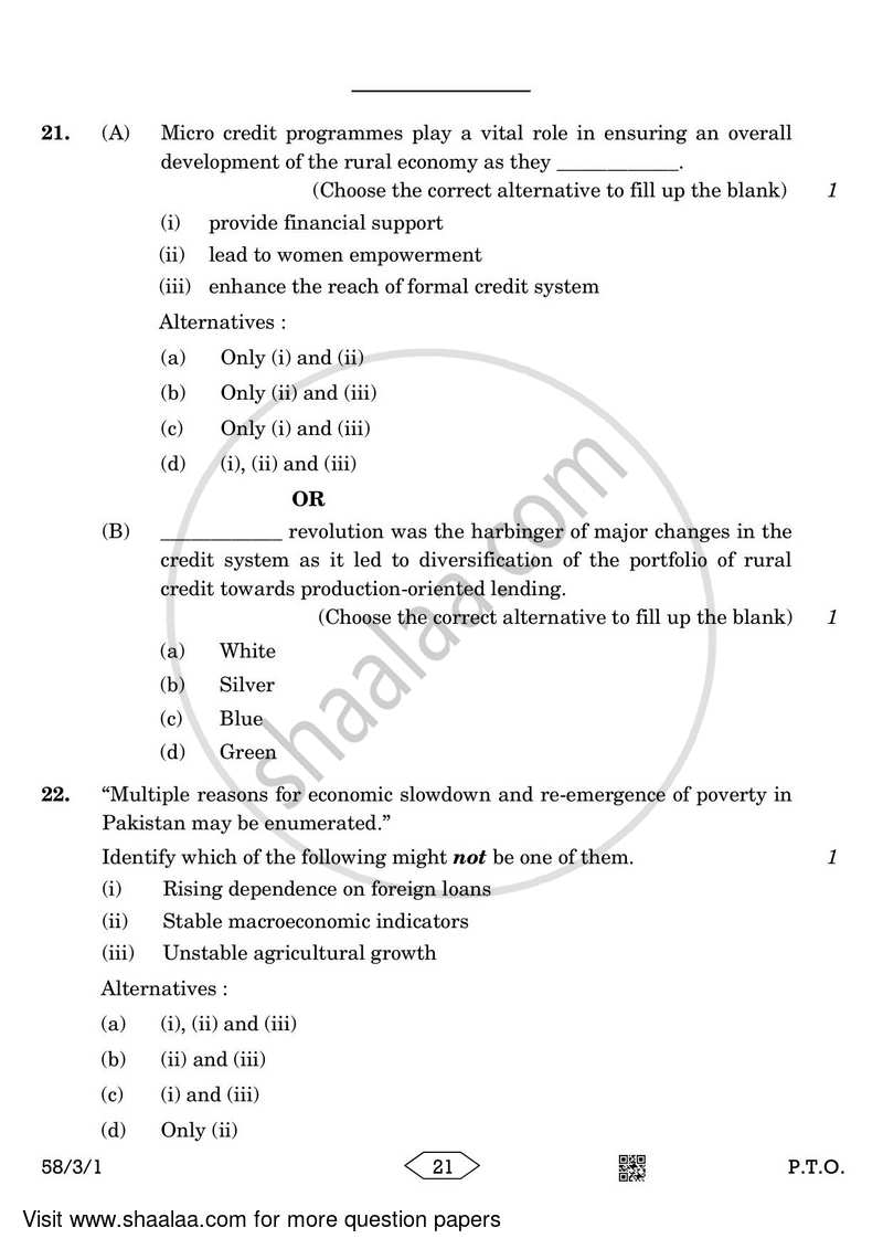 Economics 2022-2023 - CBSE 12th - Class 12 - CBSE (Central Board of Secondary Education) question paper with PDF download