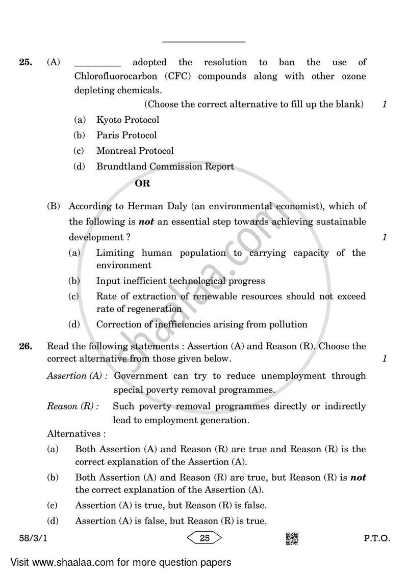 Economics 2022-2023 - CBSE 12th - Class 12 - CBSE (Central Board of Secondary Education) question paper with PDF download