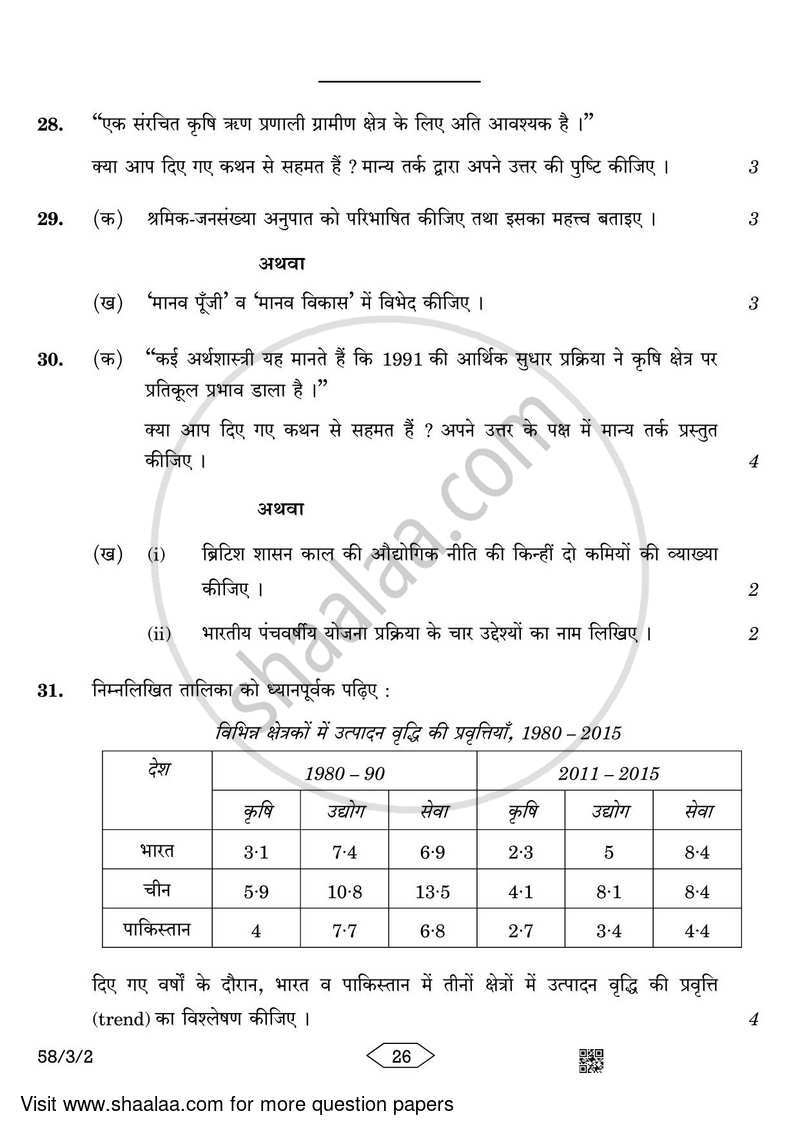 Economics 2022-2023 - CBSE 12th - Class 12 - CBSE (Central Board of Secondary Education) question paper with PDF download