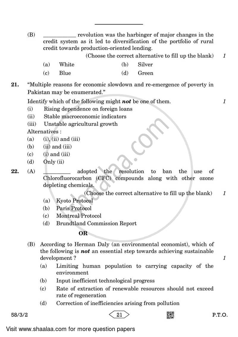 Economics 2022-2023 - CBSE 12th - Class 12 - CBSE (Central Board of Secondary Education) question paper with PDF download