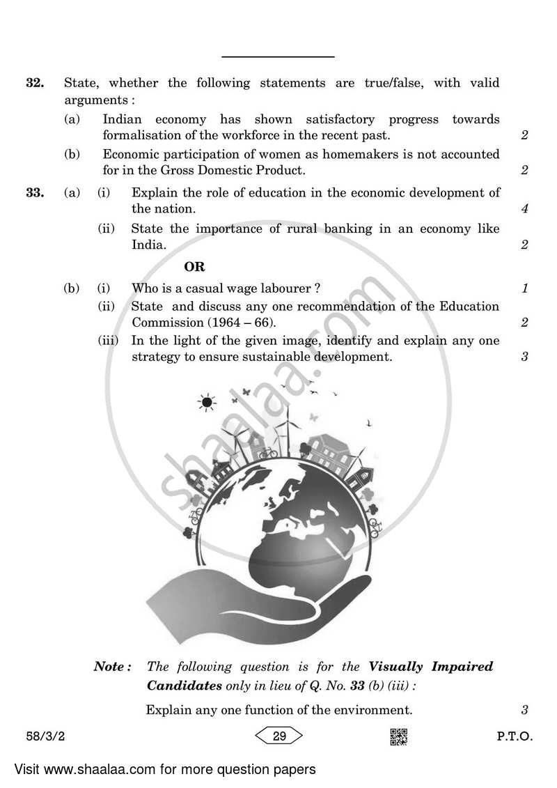 Economics 2022-2023 - CBSE 12th - Class 12 - CBSE (Central Board of Secondary Education) question paper with PDF download