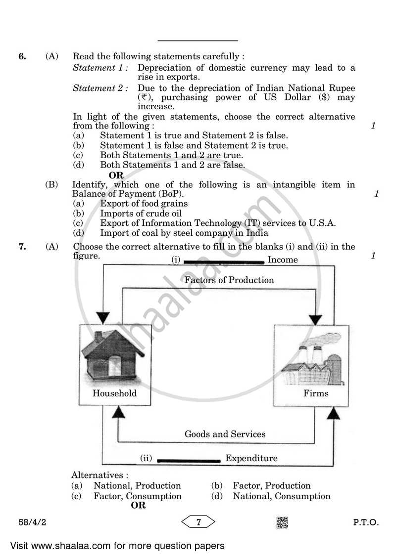 Economics 2022-2023 - CBSE 12th - Class 12 - CBSE (Central Board of Secondary Education) question paper with PDF download