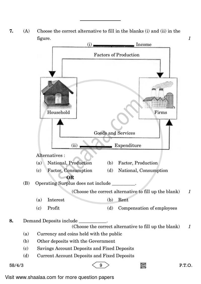 Economics 2022-2023 - CBSE 12th - Class 12 - CBSE (Central Board of Secondary Education) question paper with PDF download