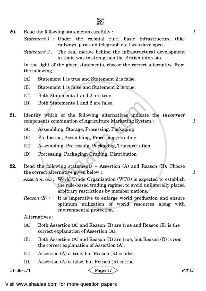 Economics 2023-2024 - CBSE 12th - Class 12 - CBSE (Central Board of Secondary Education) question paper with PDF download