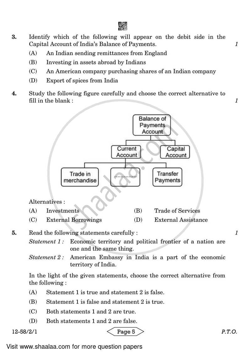 Economics 2023-2024 - CBSE 12th - Class 12 - CBSE (Central Board of Secondary Education) question paper with PDF download