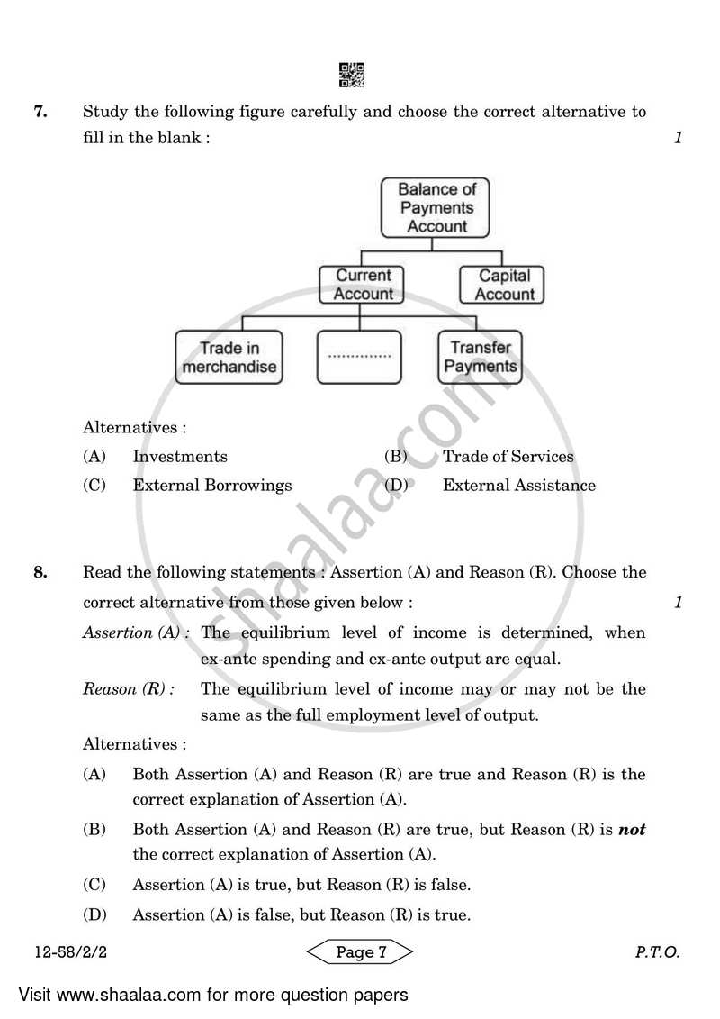 Economics 2023-2024 - CBSE 12th - Class 12 - CBSE (Central Board of Secondary Education) question paper with PDF download