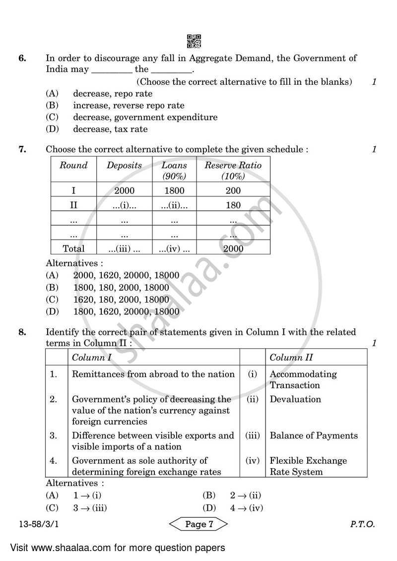 Economics 2023-2024 - CBSE 12th - Class 12 - CBSE (Central Board of Secondary Education) question paper with PDF download