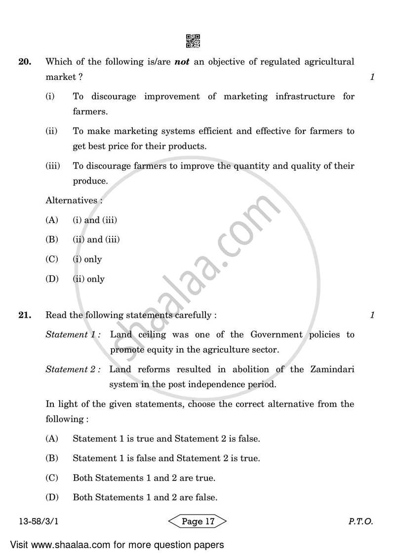 Economics 2023-2024 - CBSE 12th - Class 12 - CBSE (Central Board of Secondary Education) question paper with PDF download