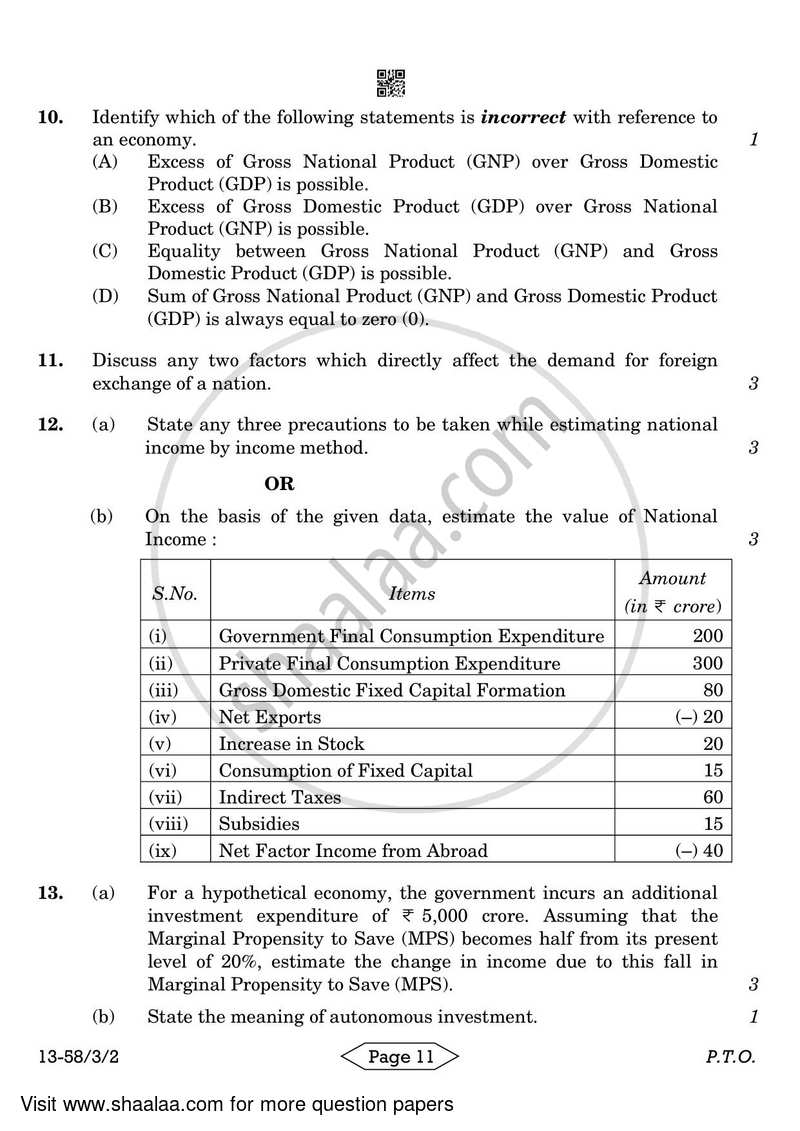 Economics 2023-2024 - CBSE 12th - Class 12 - CBSE (Central Board of Secondary Education) question paper with PDF download