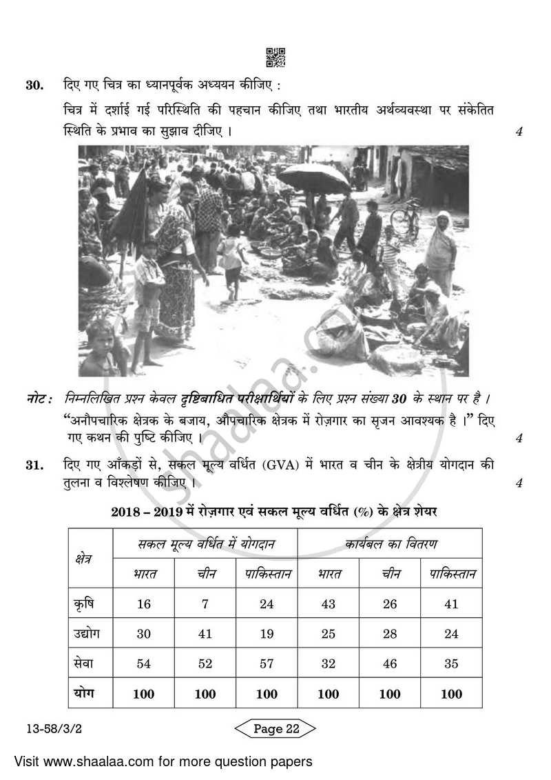 Economics 2023-2024 - CBSE 12th - Class 12 - CBSE (Central Board of Secondary Education) question paper with PDF download