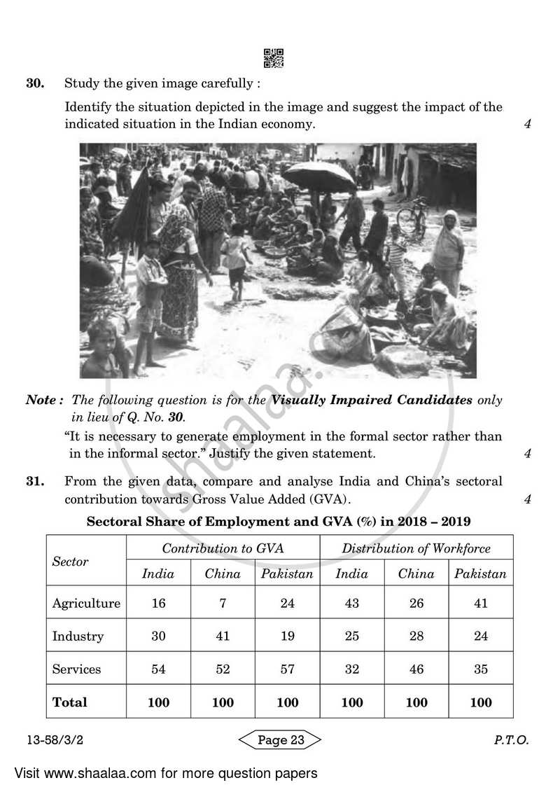Economics 2023-2024 - CBSE 12th - Class 12 - CBSE (Central Board of Secondary Education) question paper with PDF download