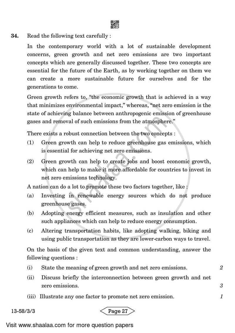 Economics 2023-2024 - CBSE 12th - Class 12 - CBSE (Central Board of Secondary Education) question paper with PDF download