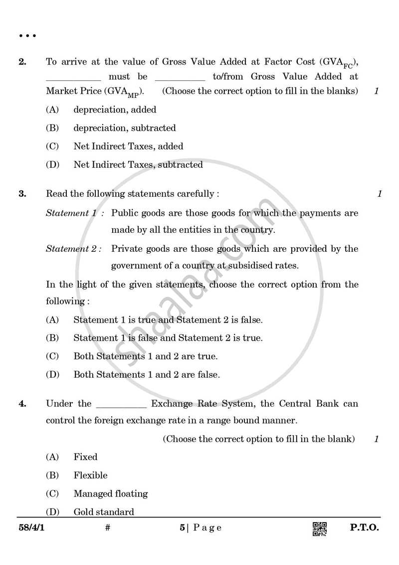 Economics 2024-2025 - CBSE 12th - Class 12 - CBSE (Central Board of Secondary Education) question paper with PDF download
