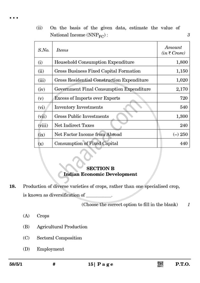 Economics 2024-2025 - CBSE 12th - Class 12 - CBSE (Central Board of Secondary Education) question paper with PDF download