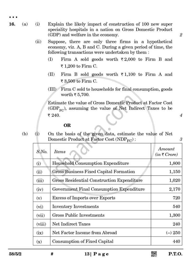 Economics 2024-2025 - CBSE 12th - Class 12 - CBSE (Central Board of Secondary Education) question paper with PDF download