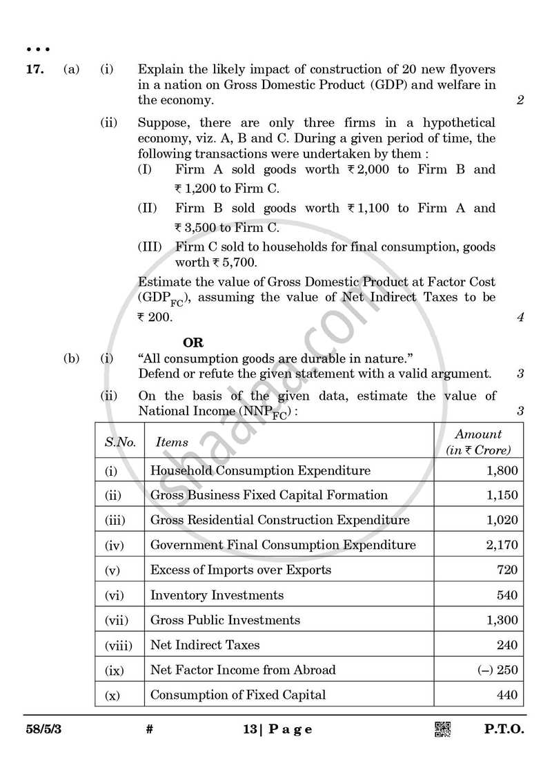 Economics 2024-2025 - CBSE 12th - Class 12 - CBSE (Central Board of Secondary Education) question paper with PDF download