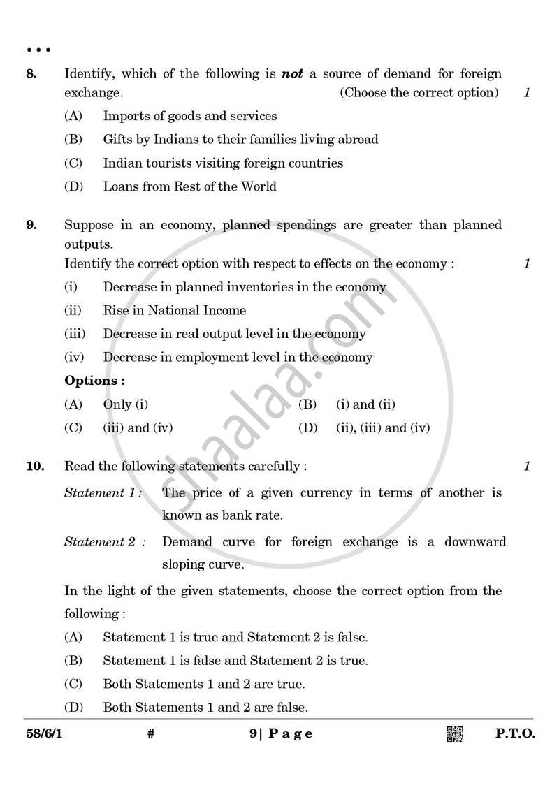 Economics 2024-2025 - CBSE 12th - Class 12 - CBSE (Central Board of Secondary Education) question paper with PDF download