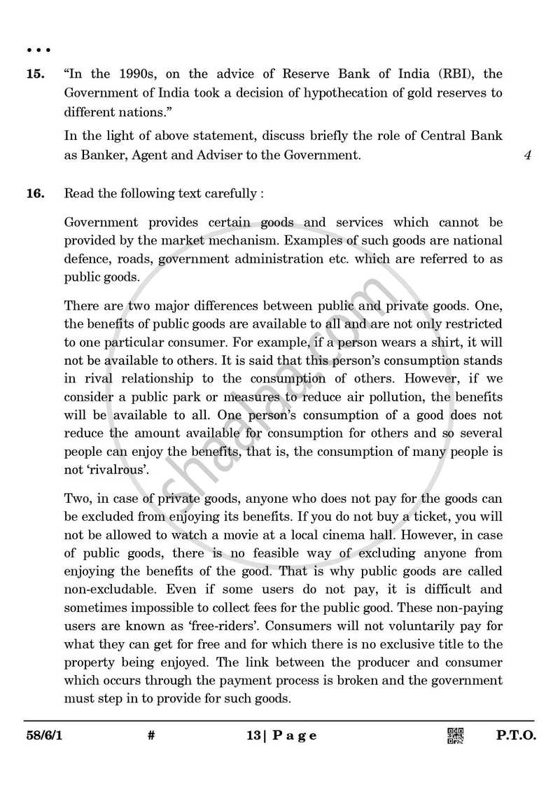 Economics 2024-2025 - CBSE 12th - Class 12 - CBSE (Central Board of Secondary Education) question paper with PDF download