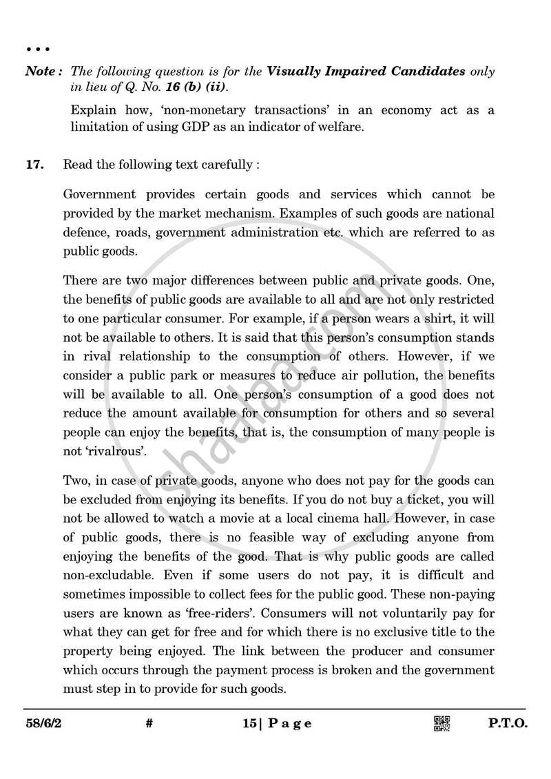 Economics 2024-2025 - CBSE 12th - Class 12 - CBSE (Central Board of Secondary Education) question paper with PDF download
