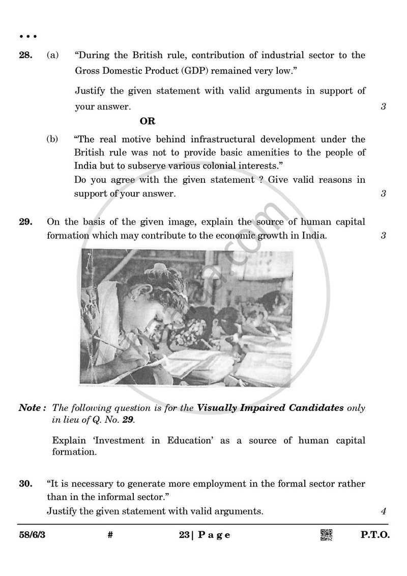 Economics 2024-2025 - CBSE 12th - Class 12 - CBSE (Central Board of Secondary Education) question paper with PDF download