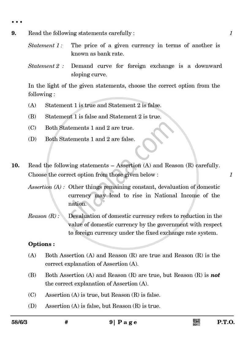 Economics 2024-2025 - CBSE 12th - Class 12 - CBSE (Central Board of Secondary Education) question paper with PDF download