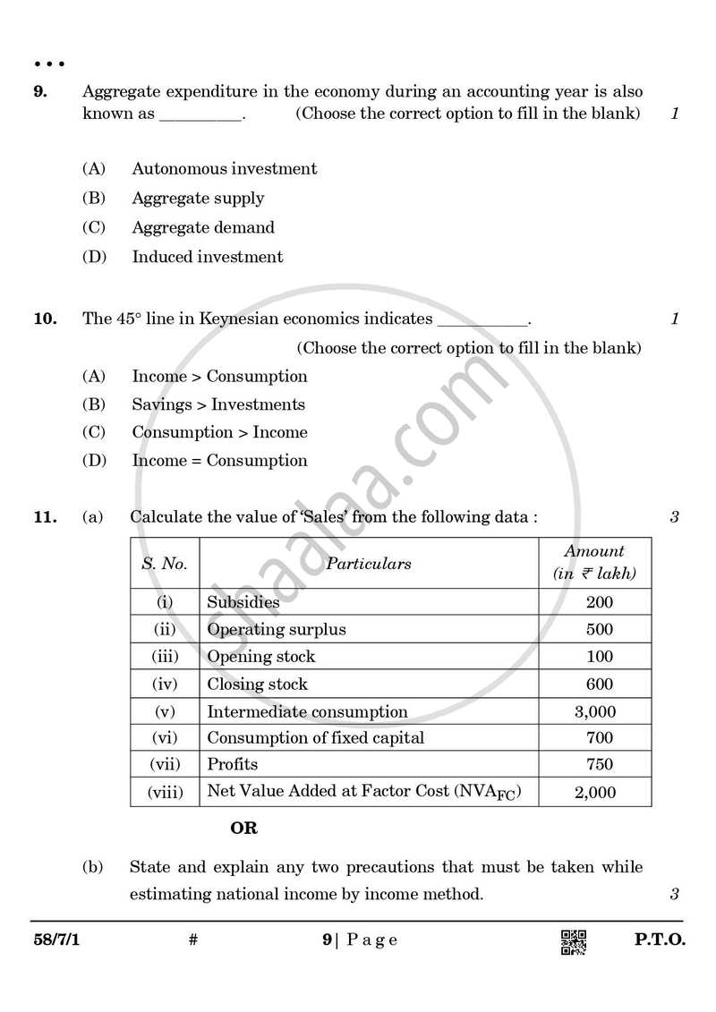 Economics 2024-2025 - CBSE 12th - Class 12 - CBSE (Central Board of Secondary Education) question paper with PDF download