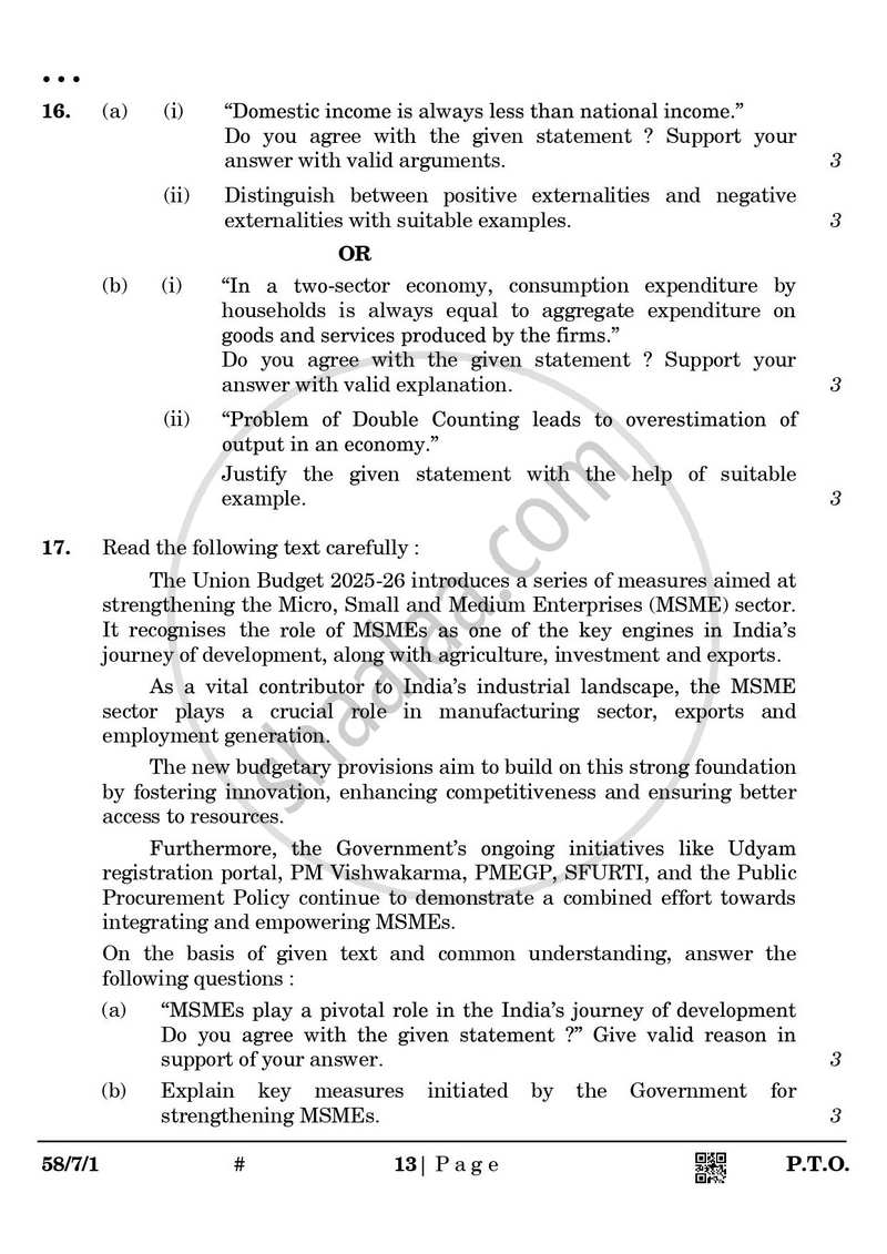 Economics 2024-2025 - CBSE 12th - Class 12 - CBSE (Central Board of Secondary Education) question paper with PDF download