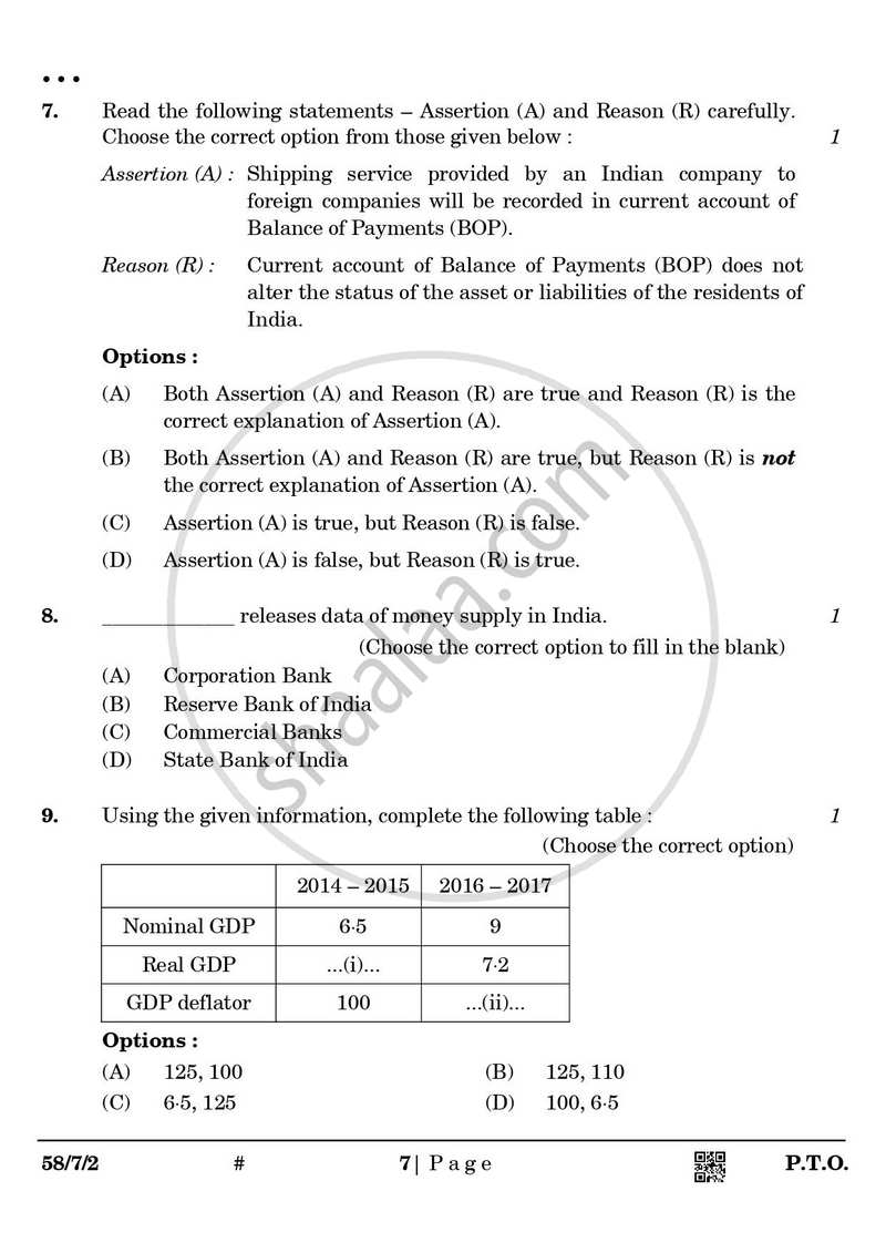 Economics 2024-2025 - CBSE 12th - Class 12 - CBSE (Central Board of Secondary Education) question paper with PDF download