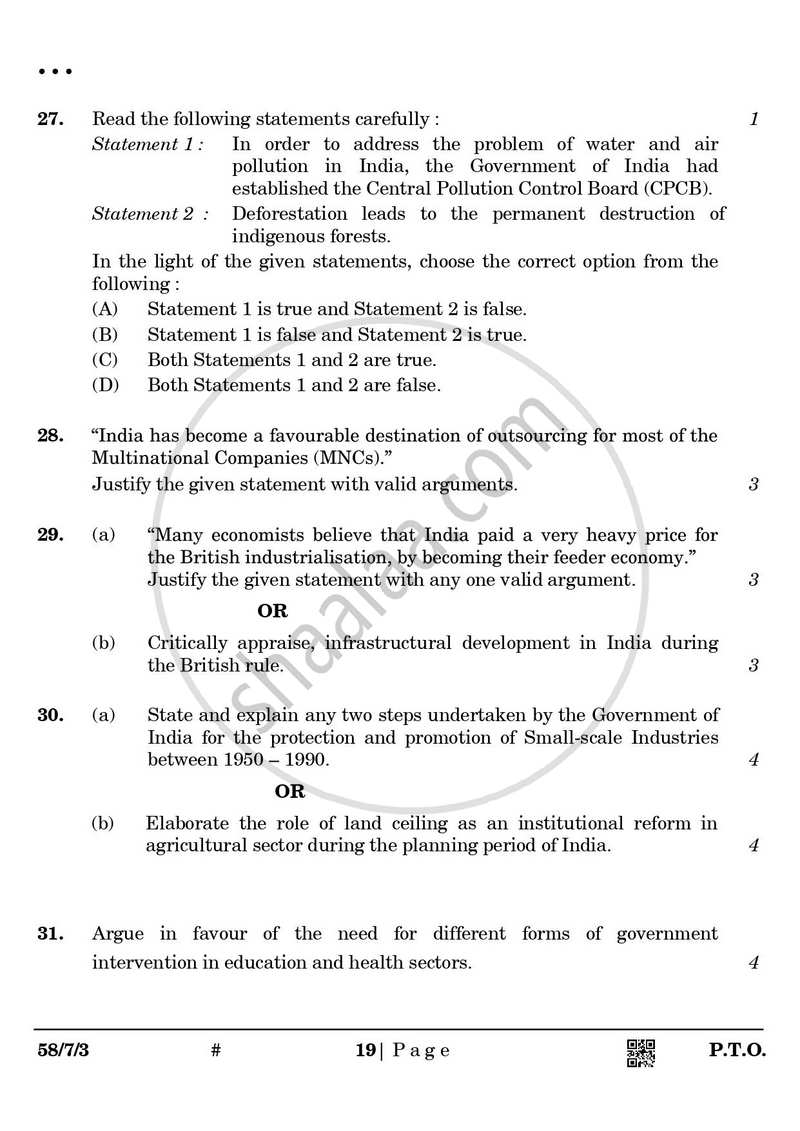 Economics 2024-2025 - CBSE 12th - Class 12 - CBSE (Central Board of Secondary Education) question paper with PDF download