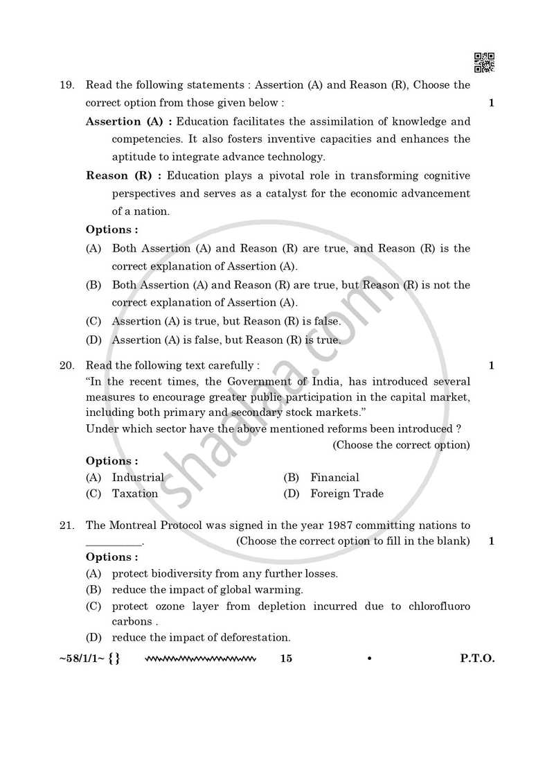 Economics 2025-2026 - CBSE 12th - Class 12 - CBSE (Central Board of Secondary Education) question paper with PDF download