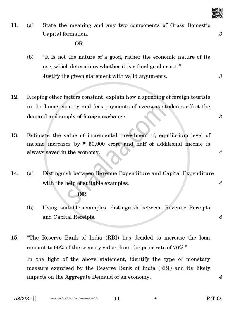 Economics 2025-2026 - CBSE 12th - Class 12 - CBSE (Central Board of Secondary Education) question paper with PDF download