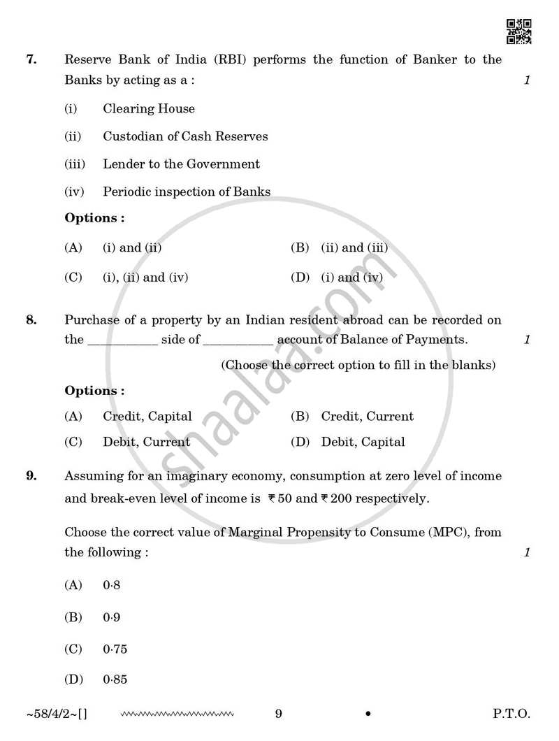 Economics 2025-2026 - CBSE 12th - Class 12 - CBSE (Central Board of Secondary Education) question paper with PDF download