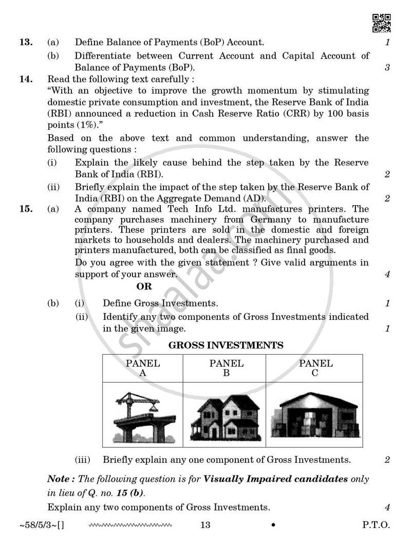 Economics 2025-2026 - CBSE 12th - Class 12 - CBSE (Central Board of Secondary Education) question paper with PDF download