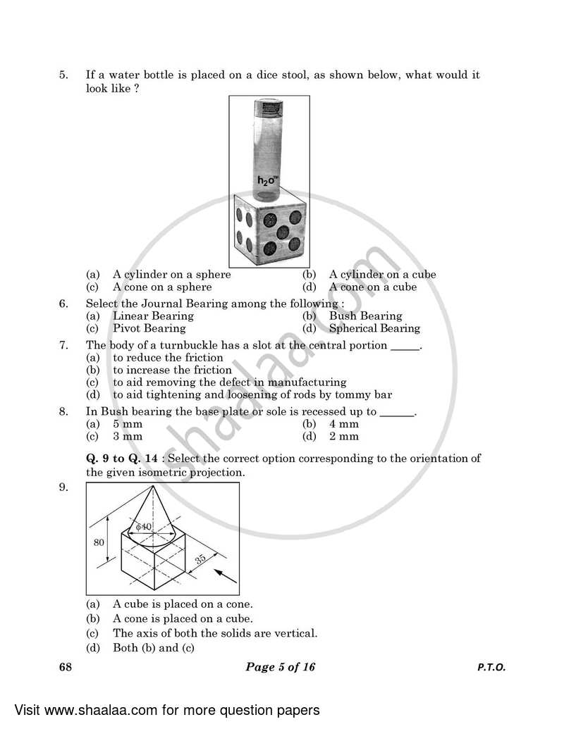 Engineering Graphics 2022-2023 - CBSE 12th - Class 12 - CBSE (Central Board of Secondary Education) question paper with PDF download