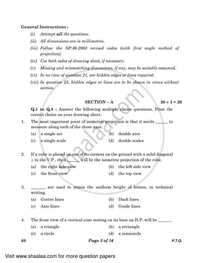 Engineering Graphics 2022-2023 - CBSE 12th - Class 12 - CBSE (Central Board of Secondary Education) question paper with PDF download
