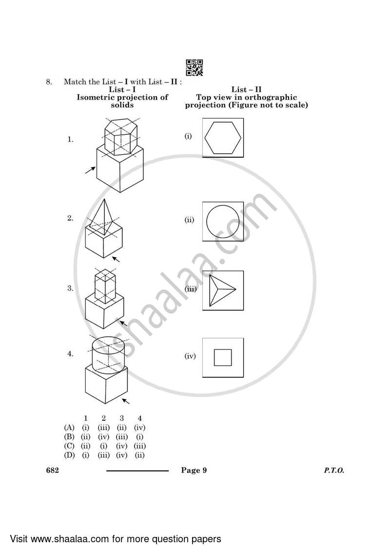 Engineering Graphics 2023-2024 - CBSE 12th - Class 12 - CBSE (Central Board of Secondary Education) question paper with PDF download