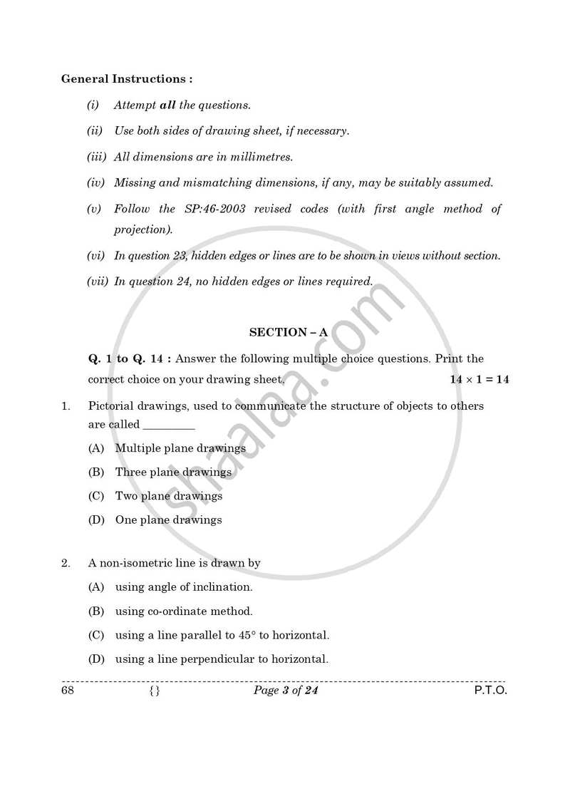 Engineering Graphics 2025-2026 - CBSE 12th - Class 12 - CBSE (Central Board of Secondary Education) question paper with PDF download