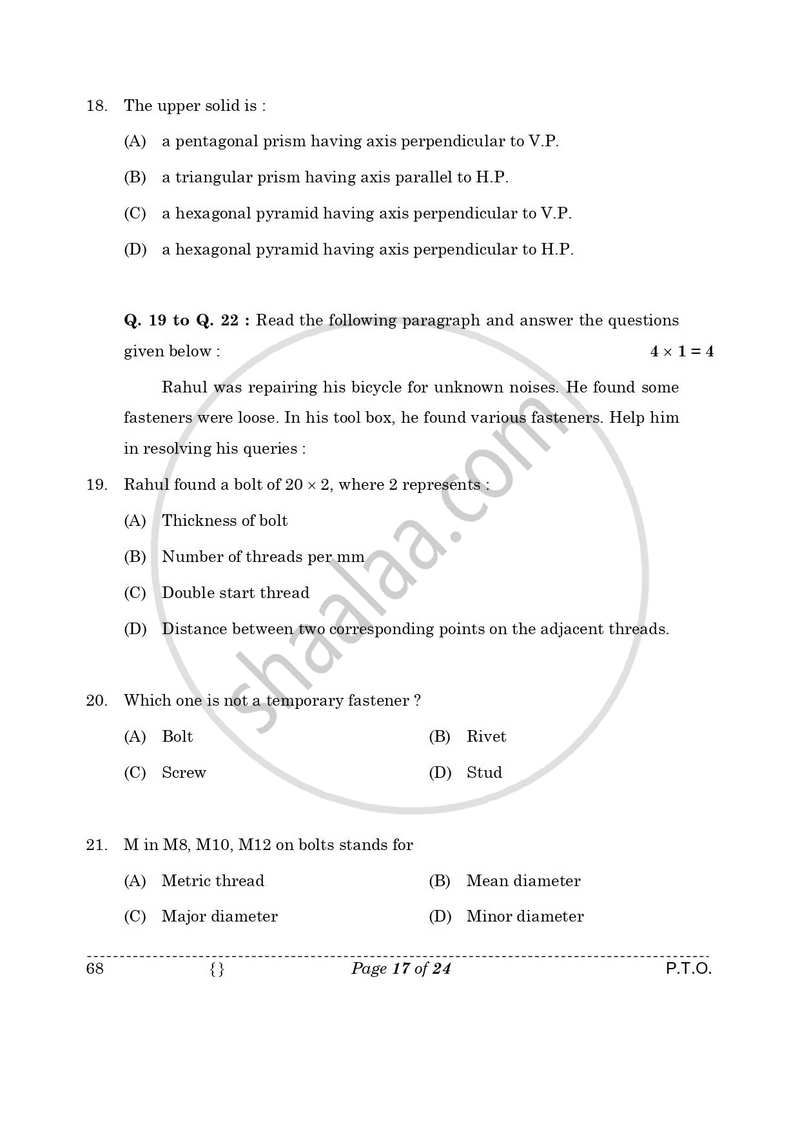 Engineering Graphics 2025-2026 - CBSE 12th - Class 12 - CBSE (Central Board of Secondary Education) question paper with PDF download