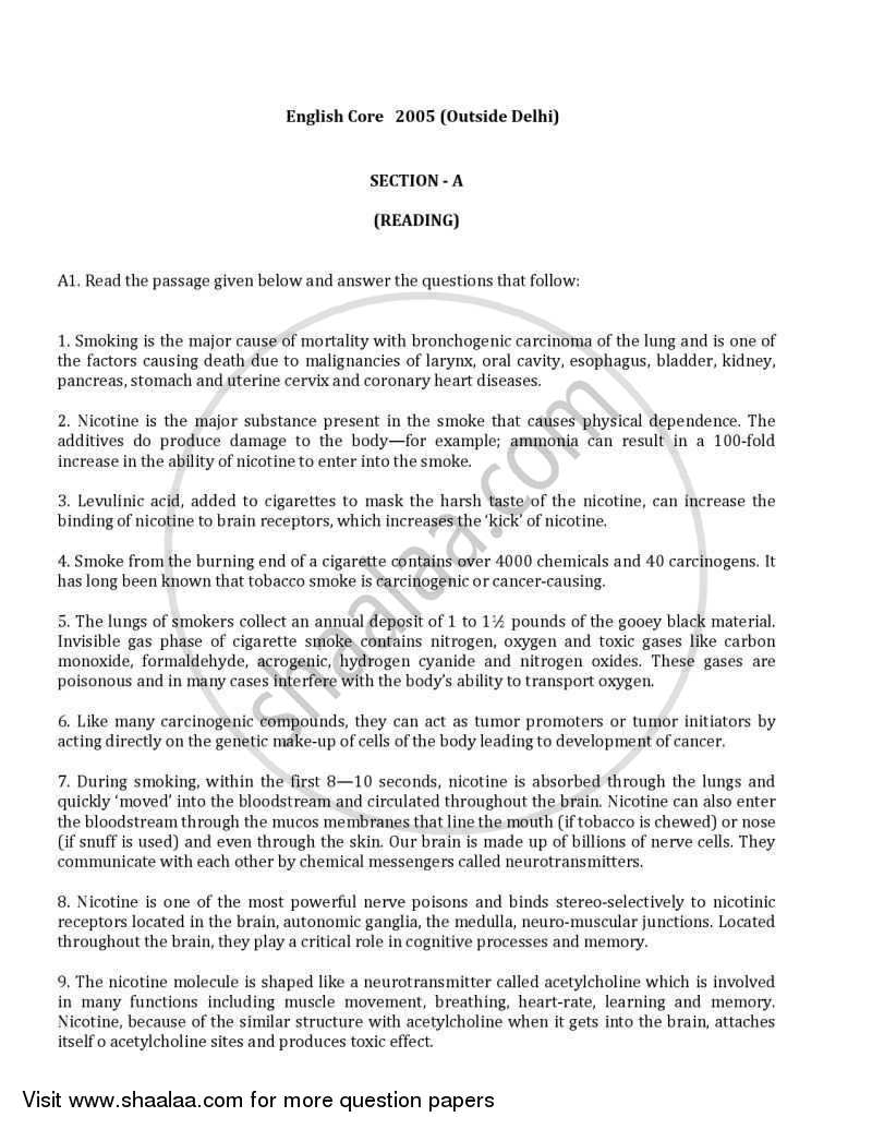 English Core 2004-2005 - CBSE 12th - Class 12 - CBSE (Central Board of Secondary Education) question paper with PDF download