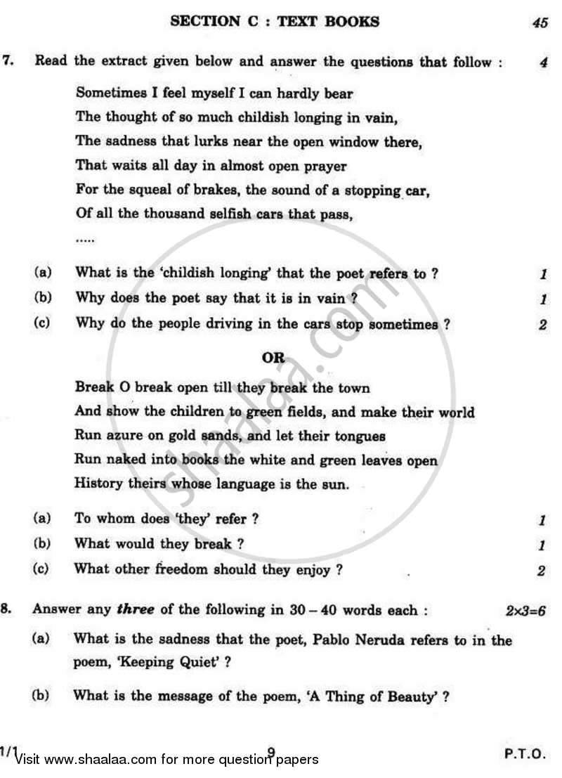 English Core 2010-2011 - CBSE 12th - Class 12 - CBSE (Central Board of Secondary Education) question paper with PDF download