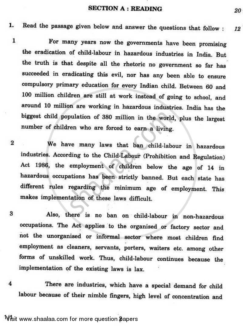 English Core 2010-2011 - CBSE 12th - Class 12 - CBSE (Central Board of Secondary Education) question paper with PDF download