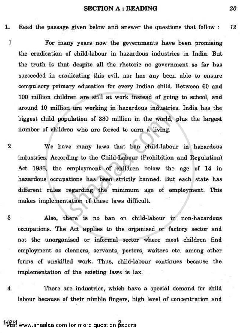 English Core 2010-2011 - CBSE 12th - Class 12 - CBSE (Central Board of Secondary Education) question paper with PDF download