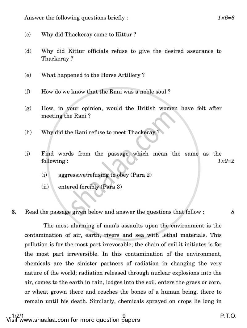 English Core 2016-2017 - CBSE 12th - Class 12 - CBSE (Central Board of Secondary Education) question paper with PDF download