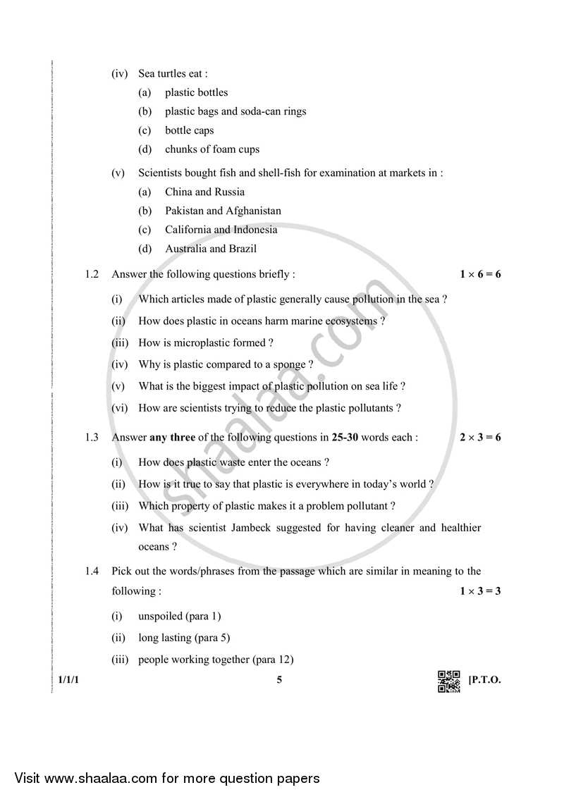 English Core 2018-2019 - CBSE 12th - Class 12 - CBSE (Central Board of Secondary Education) question paper with PDF download