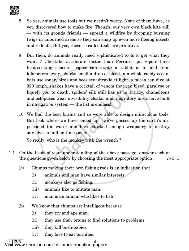 English Core 2018-2019 - CBSE 12th - Class 12 - CBSE (Central Board of Secondary Education) question paper with PDF download