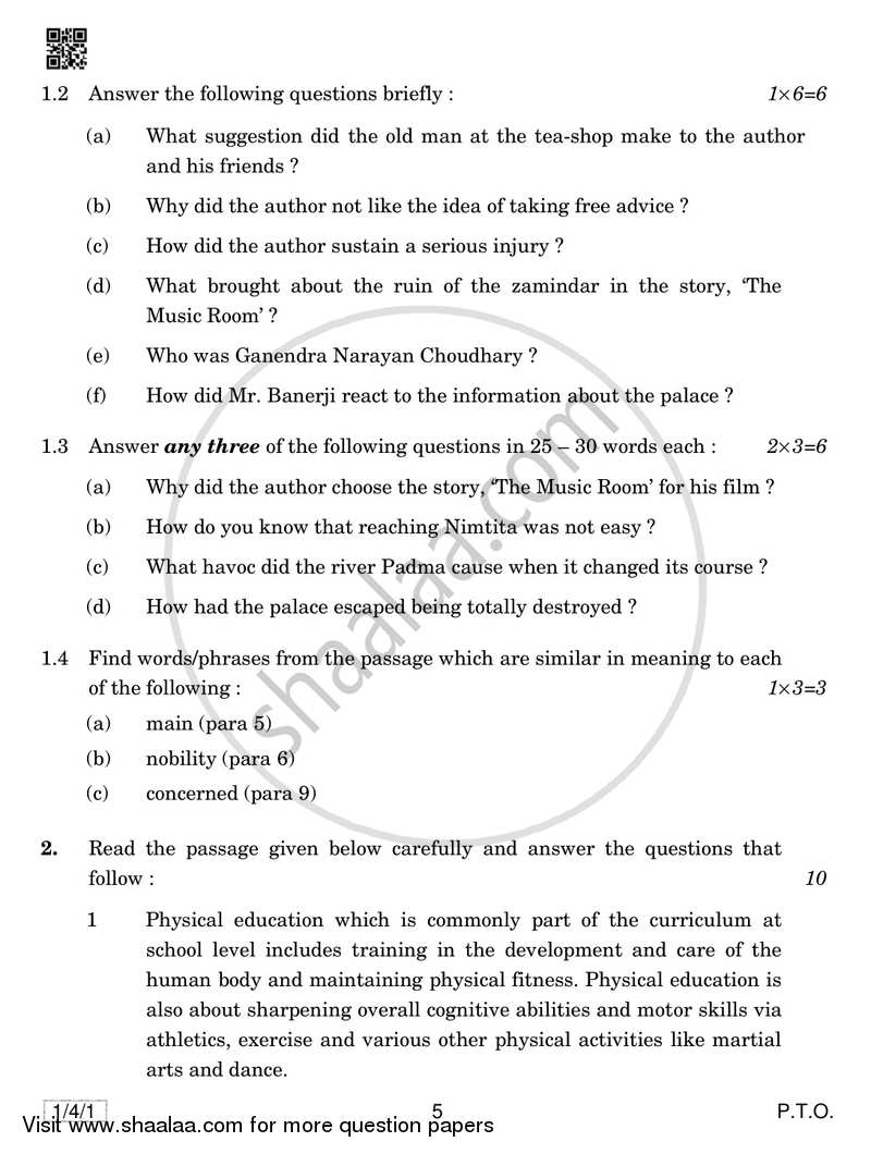 English Core 2018-2019 - CBSE 12th - Class 12 - CBSE (Central Board of Secondary Education) question paper with PDF download