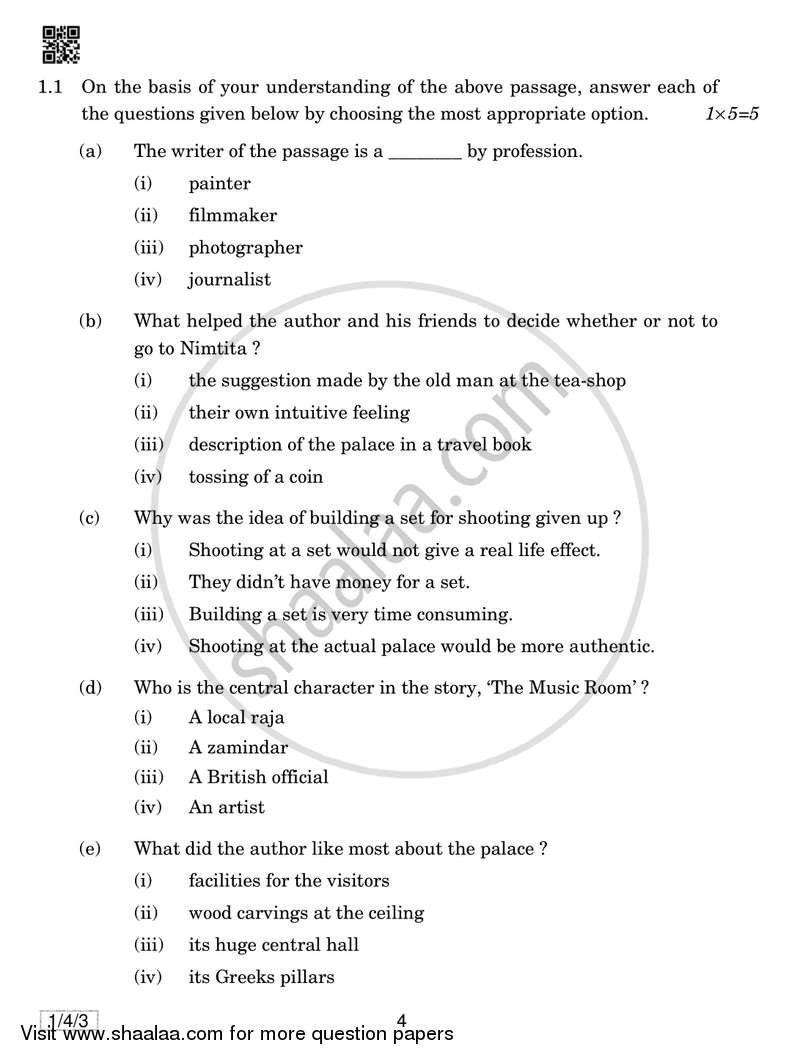 English Core 2018-2019 - CBSE 12th - Class 12 - CBSE (Central Board of Secondary Education) question paper with PDF download