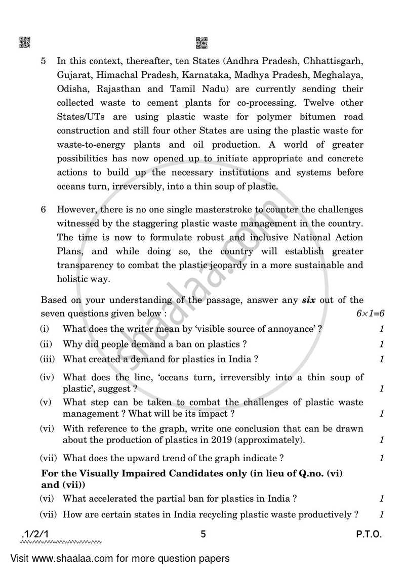 English Core 2021-2022 - CBSE 12th - Class 12 - CBSE (Central Board of Secondary Education) question paper with PDF download