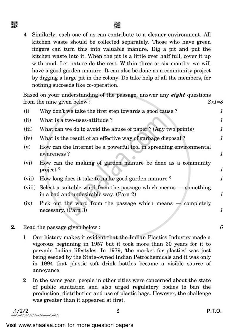 English Core 2021-2022 - CBSE 12th - Class 12 - CBSE (Central Board of Secondary Education) question paper with PDF download