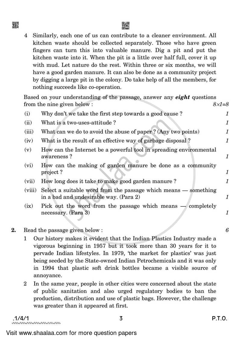 English Core 2021-2022 - CBSE 12th - Class 12 - CBSE (Central Board of Secondary Education) question paper with PDF download